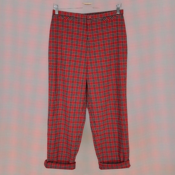 Plaid Red Women's Pants - Picture 1 of 12